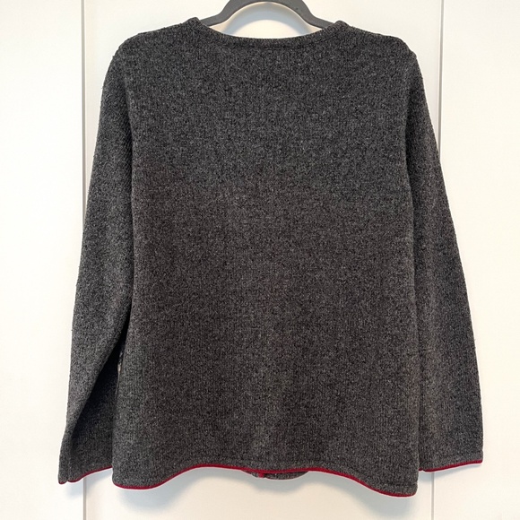 Northern Reflections Grey Cardigan Sweater with Embroidered Bird Border - Picture 3 of 6